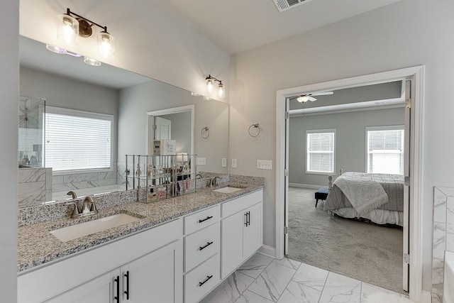 bathroom featuring vanity and a bathing tub