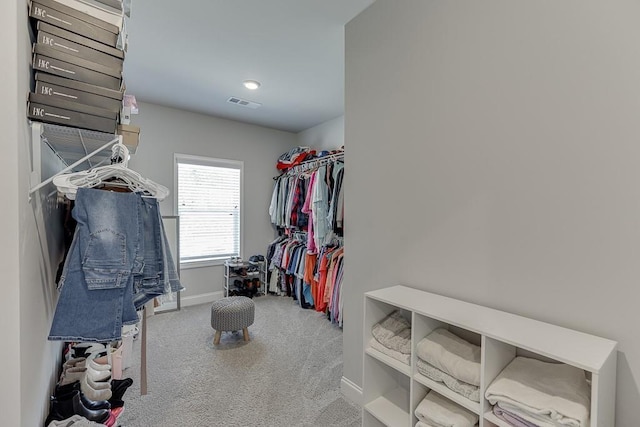 walk in closet featuring carpet