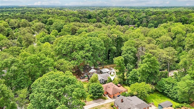 aerial view of a heavily wooded area