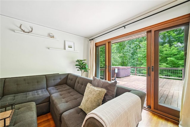 living room with wood finished floors