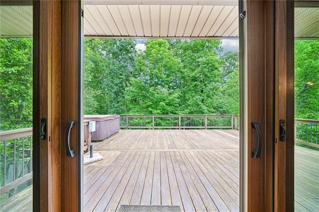 doorway to outside featuring hardwood / wood-style flooring