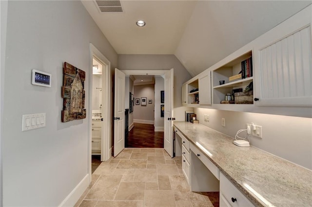 interior space featuring visible vents, recessed lighting, and baseboards