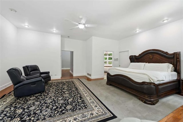 10323 Grassy Mountain Rd, Ellijay, GA 30540 - bedroom with ceiling fan, recessed lighting, and wood finished floors