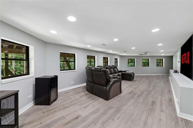 10323 Grassy Mountain Rd, Ellijay, GA 30540 - living area with recessed lighting, light wood-style floors, and a ceiling fan