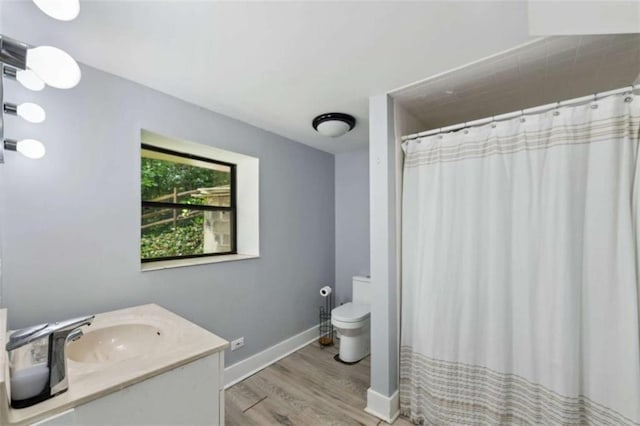 10323 Grassy Mountain Rd, Ellijay, GA 30540 - bathroom featuring wood finished floors, vanity, and a shower with shower curtain