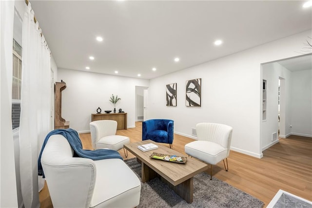 living area featuring light wood-type flooring