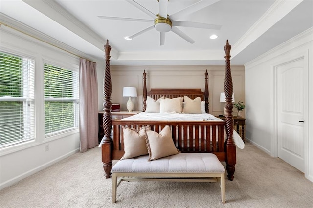 2680 Augeron Ct, Alpharetta, GA 30004 - bedroom featuring light carpet, crown molding, baseboards, and a ceiling fan