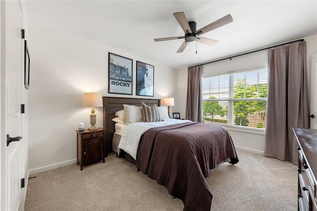 2680 Augeron Ct, Alpharetta, GA 30004 - bedroom with baseboards, light colored carpet, and ceiling fan