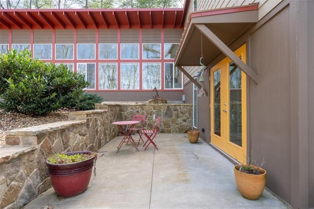 view of patio / terrace featuring french doors