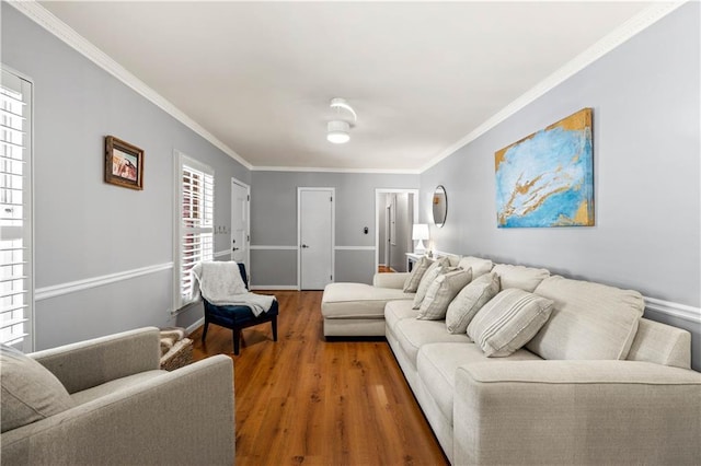 650 Crestview Ter, Gainesville, GA 30501 - living area featuring wood finished floors and ornamental molding