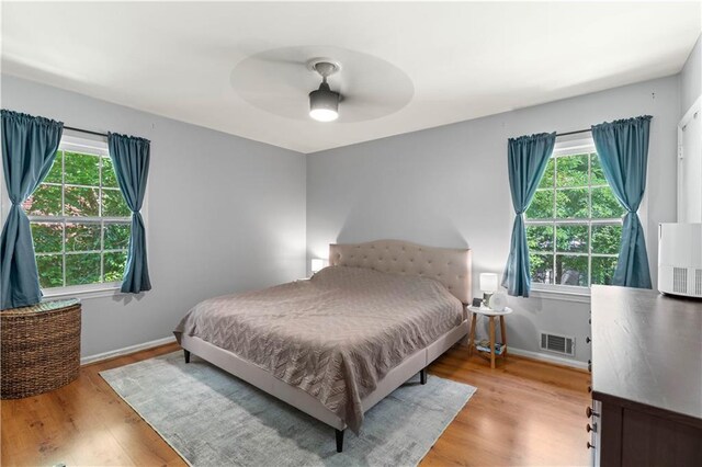 650 Crestview Ter, Gainesville, GA 30501 - bedroom featuring multiple windows, wood finished floors, and ceiling fan