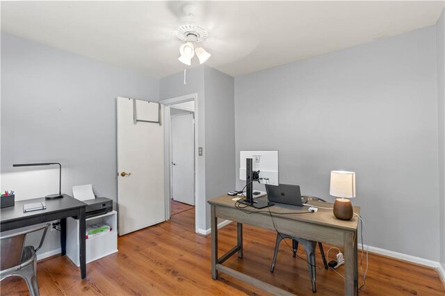 650 Crestview Ter, Gainesville, GA 30501 - office area with wood finished floors and a ceiling fan