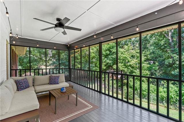 650 Crestview Ter, Gainesville, GA 30501 - sunroom / solarium featuring a ceiling fan and an outdoor hangout area