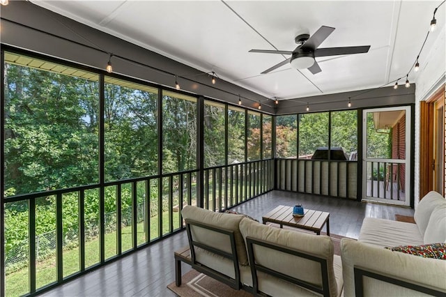 650 Crestview Ter, Gainesville, GA 30501 - sunroom / solarium featuring ceiling fan and an outdoor living space
