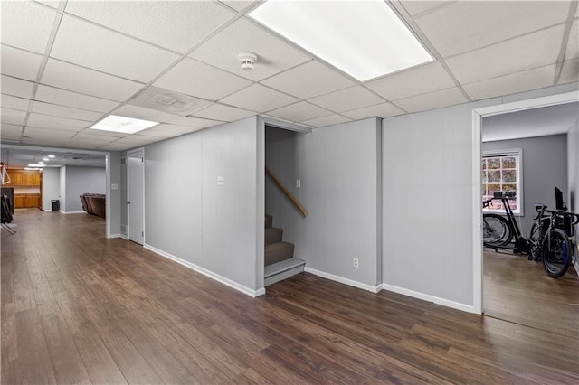650 Crestview Ter, Gainesville, GA 30501 - basement with a paneled ceiling, wood finished floors, and stairway