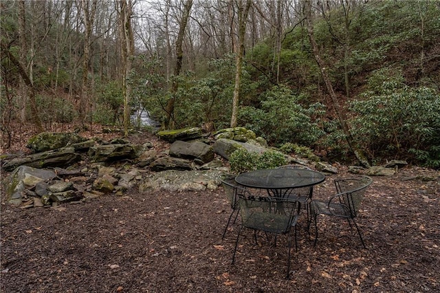 view of yard with a wooded view