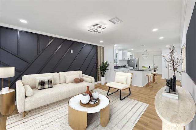 living room featuring light hardwood / wood-style flooring