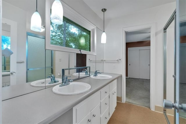bathroom with double vanity