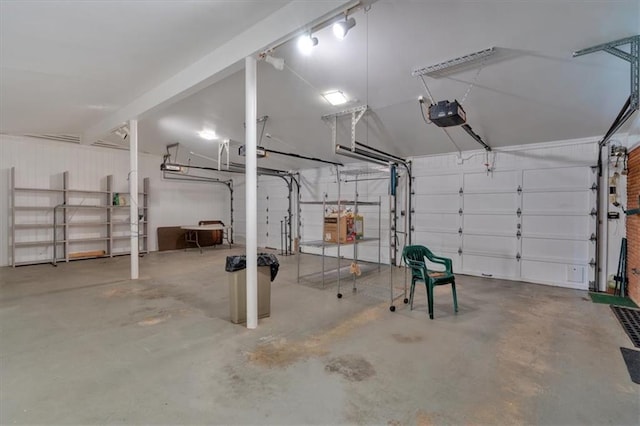 garage with a garage door opener