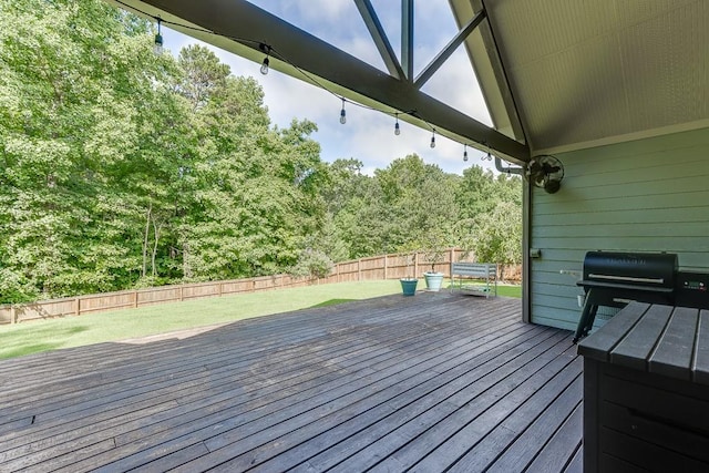 6206 Little Cove Dr, Flowery Branch, GA 30542 - wooden deck featuring a fenced backyard and a grill