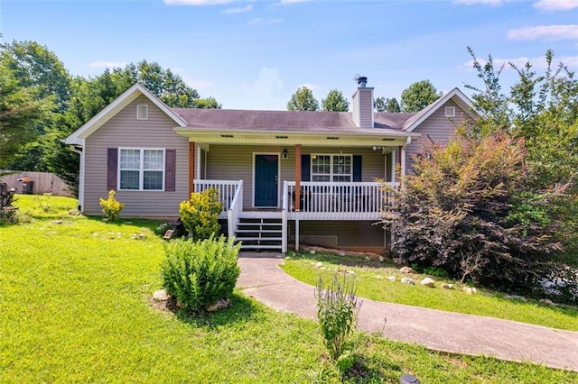80 Jacob Trl, Rockmart, GA 30153 - single story home with covered porch, a chimney, and a front lawn