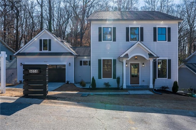 view of front of house with a garage