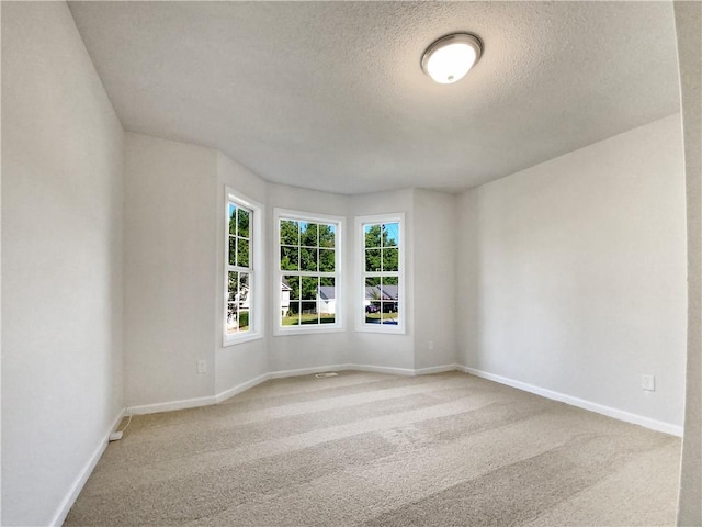 spare room featuring carpet and a textured ceiling