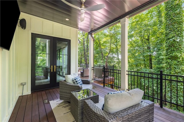 306 Pinecrest Rd NE, Atlanta, GA 30342 - wooden deck featuring french doors and ceiling fan