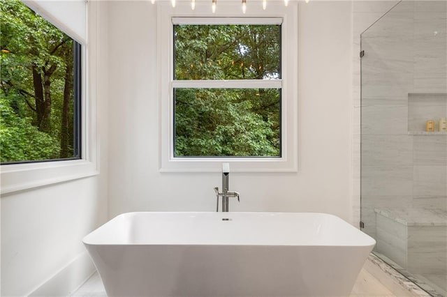 306 Pinecrest Rd NE, Atlanta, GA 30342 - bathroom with plenty of natural light, a freestanding bath, and a shower
