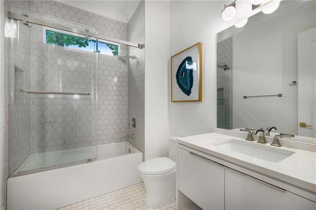 306 Pinecrest Rd NE, Atlanta, GA 30342 - full bathroom featuring enclosed tub / shower combo, vanity, toilet, and tile patterned floors