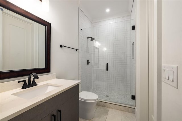 306 Pinecrest Rd NE, Atlanta, GA 30342 - full bath featuring a stall shower, vanity, toilet, and recessed lighting