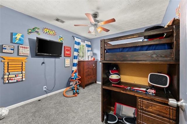 3625 Wapakonata Trl, Bethlehem, GA 30620 - bedroom featuring carpet, baseboards, a textured ceiling, and ceiling fan