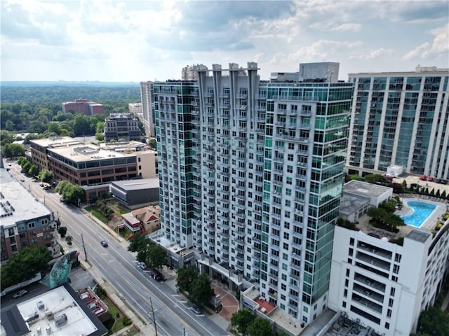 birds eye view of property featuring a view of city