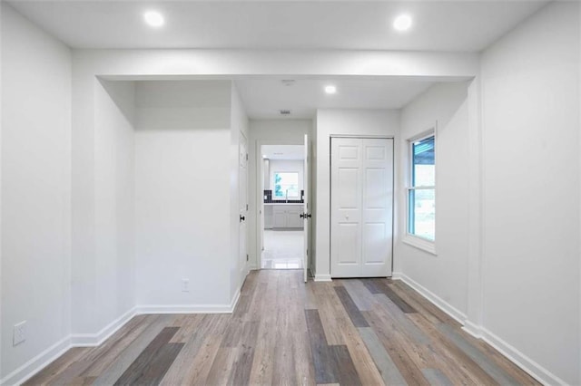 interior space with hardwood / wood-style floors