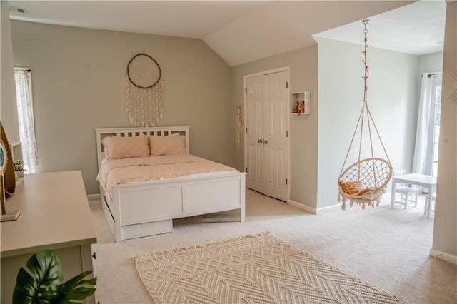 4569 Campenille Trce, Suwanee, GA 30024 - bedroom featuring light carpet and lofted ceiling