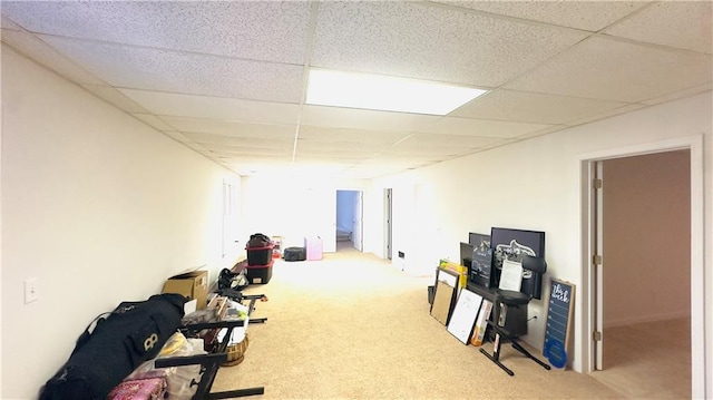 4569 Campenille Trce, Suwanee, GA 30024 - below grade area featuring carpet flooring and a paneled ceiling