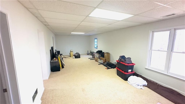 4569 Campenille Trce, Suwanee, GA 30024 - rec room featuring carpet floors and a paneled ceiling