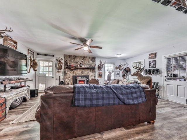 464 Mason Dr, Canton, GA 30115 - living area featuring ceiling fan and wood finished floors
