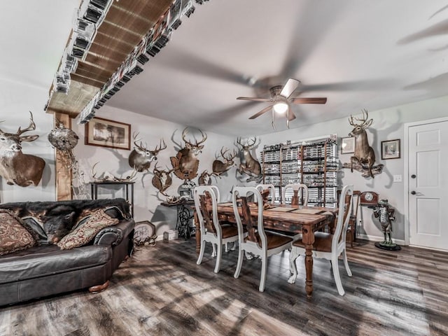 464 Mason Dr, Canton, GA 30115 - dining area featuring ceiling fan, wood finished floors, and baseboards