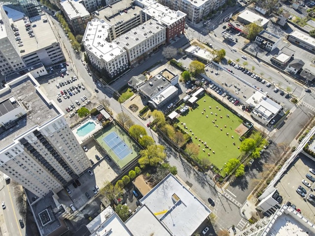 aerial view of a pool