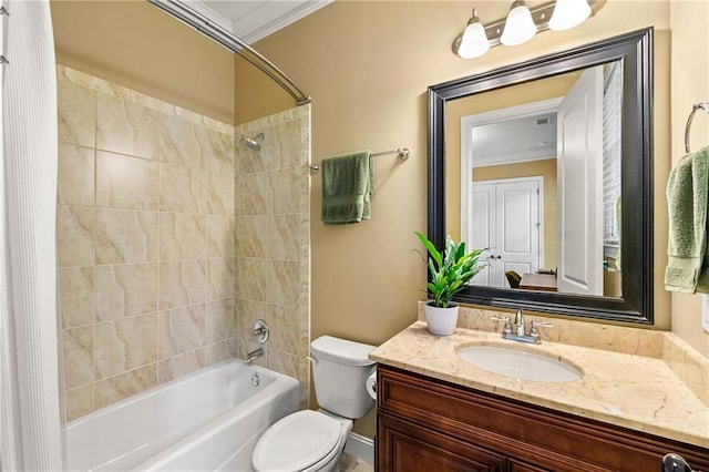 2317 Whiting Bay Cts NW, Kennesaw, GA 30152 - bathroom featuring shower / tub combo with curtain, ornamental molding, and vanity