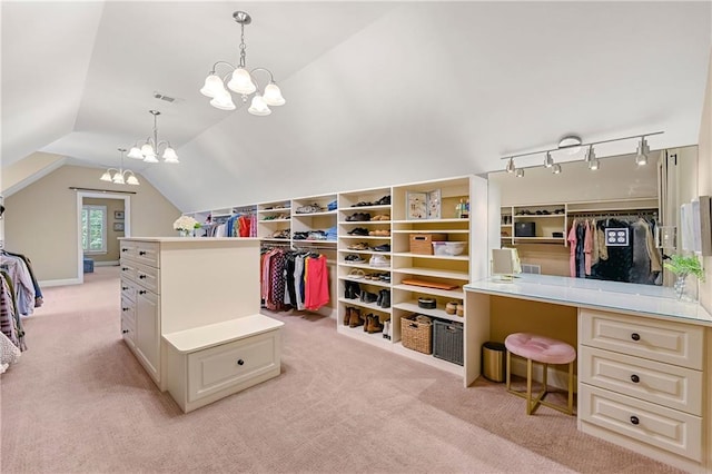 2317 Whiting Bay Cts NW, Kennesaw, GA 30152 - spacious closet featuring a chandelier, light colored carpet, and vaulted ceiling