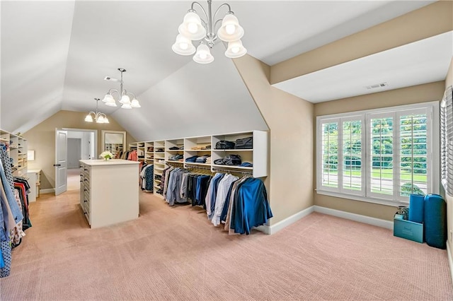 2317 Whiting Bay Cts NW, Kennesaw, GA 30152 - spacious closet featuring a chandelier, light carpet, and lofted ceiling