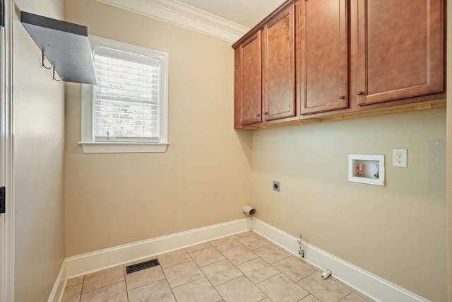 23 Durana Ct, Dallas, GA 30132 - laundry room featuring gas dryer hookup, hookup for a washing machine, baseboards, hookup for an electric dryer, and ornamental molding