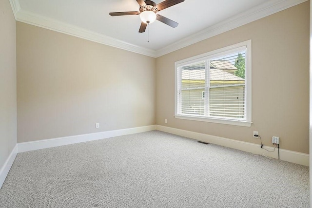23 Durana Ct, Dallas, GA 30132 - spare room with crown molding, light colored carpet, ceiling fan, and baseboards