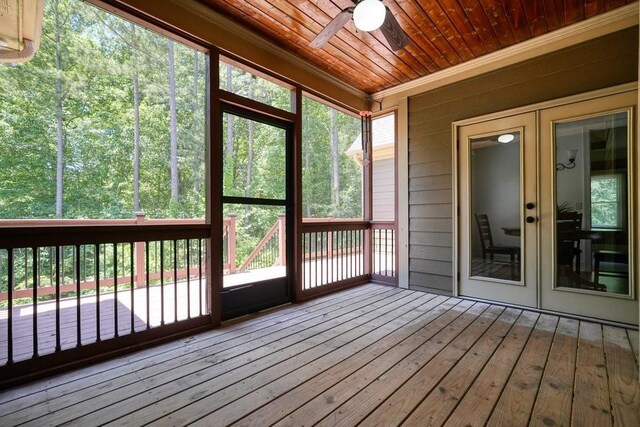 23 Durana Ct, Dallas, GA 30132 - unfurnished sunroom with a ceiling fan and french doors