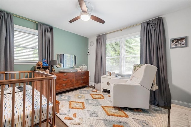 2572 Beverly Hills Dr, Chamblee, GA 30341 - bedroom featuring baseboards, wood finished floors, and ceiling fan