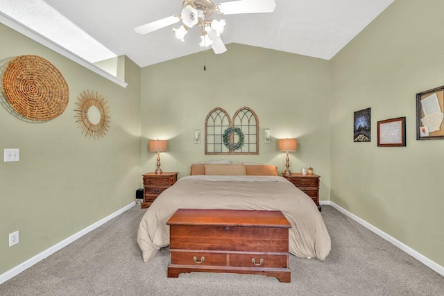 2780 Matlin Way, Buford, GA 30519 - carpeted bedroom featuring lofted ceiling, baseboards, and a ceiling fan