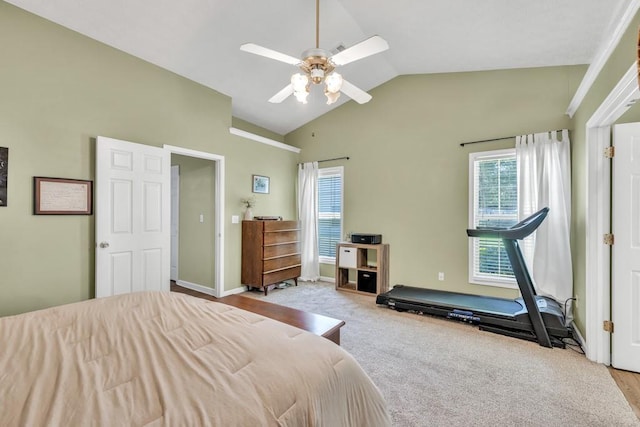2780 Matlin Way, Buford, GA 30519 - bedroom with lofted ceiling, ceiling fan, and baseboards
