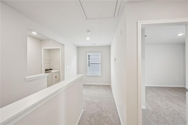 2770 Aralynn Way, College Park, GA 30337 - corridor with washer / dryer, recessed lighting, attic access, and carpet floors